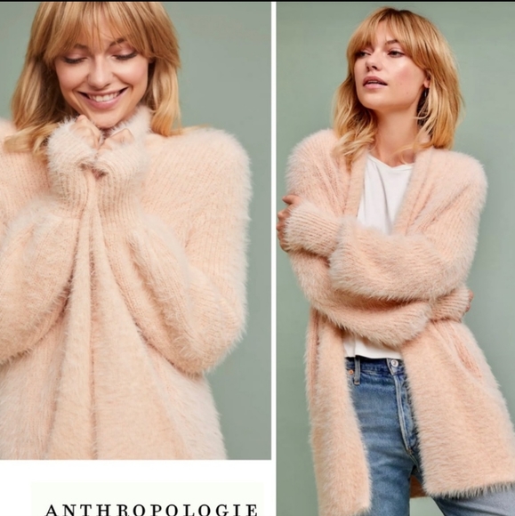 Knitted and knotted cardigan eyelash pocket long cozy sweater - Picture 2 of 16